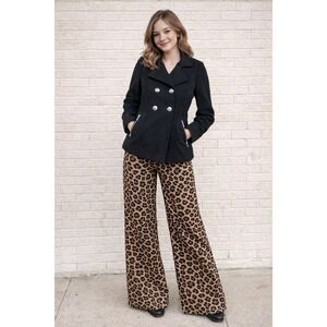 MARALYN & ME JUNIORS DOUBLE-BREASTED Silver Buttons Zipper PEACOAT BLACK, MEDIUM